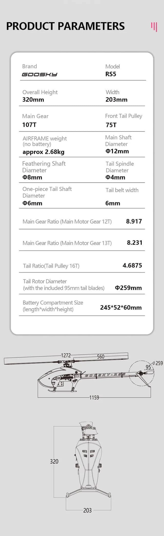 Goosky Legend RS5 Kit Pink version Without Blade NEW