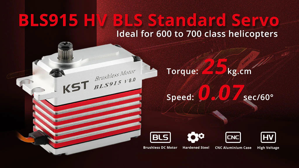 KST BLS915 V8 BRUSHLESS STANDARD SERVO FOR 550-700 HELICOPTERS