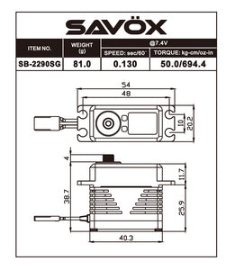 Savox 2290SG Monster Torque Brushless Servo, Black Edition, SB2290SG