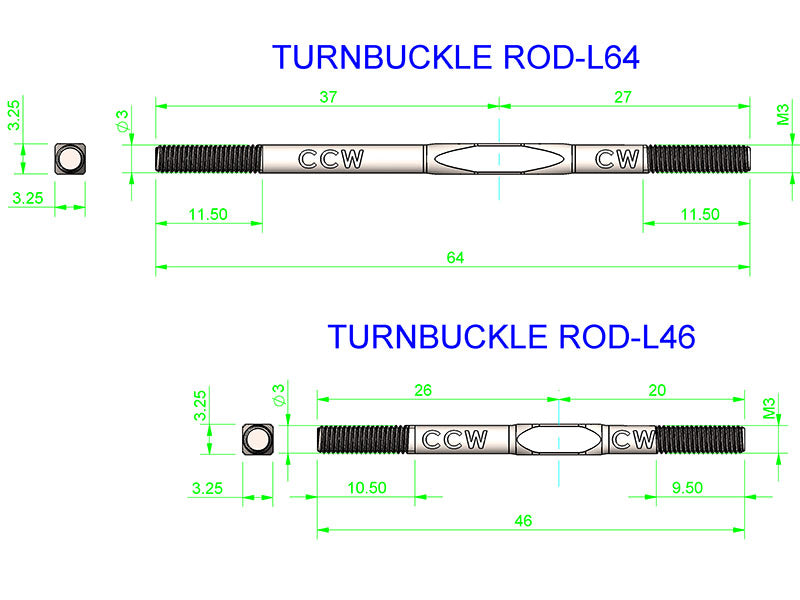 LOGO 700 - Turnbuckle Servo Rod, Set