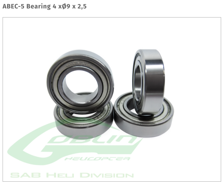 ABEC-5 Bearing 4 xØ9 x 2,5