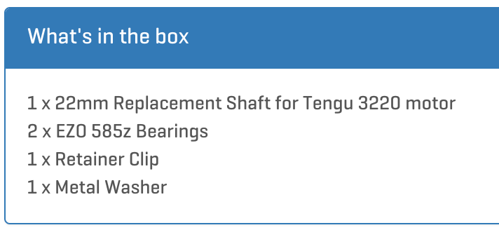 SHAFT & BEARING KIT FOR TENGU 3220 (5X22)