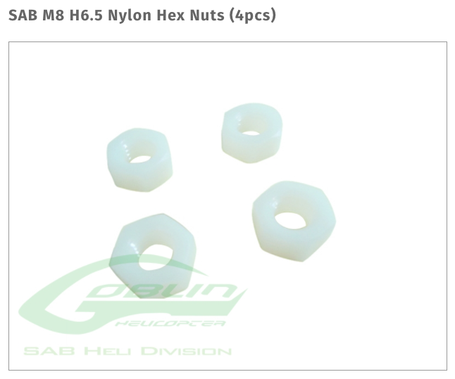 SAB M8 H6.5 Nylon Hex Nuts (4pcs)