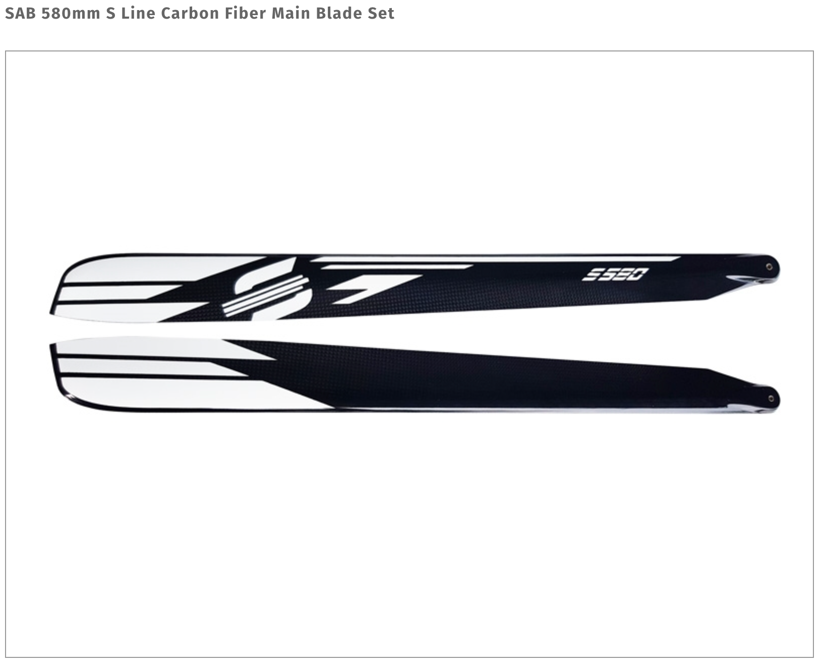 SAB 580mm S Line Carbon Fiber Main Blade Set
