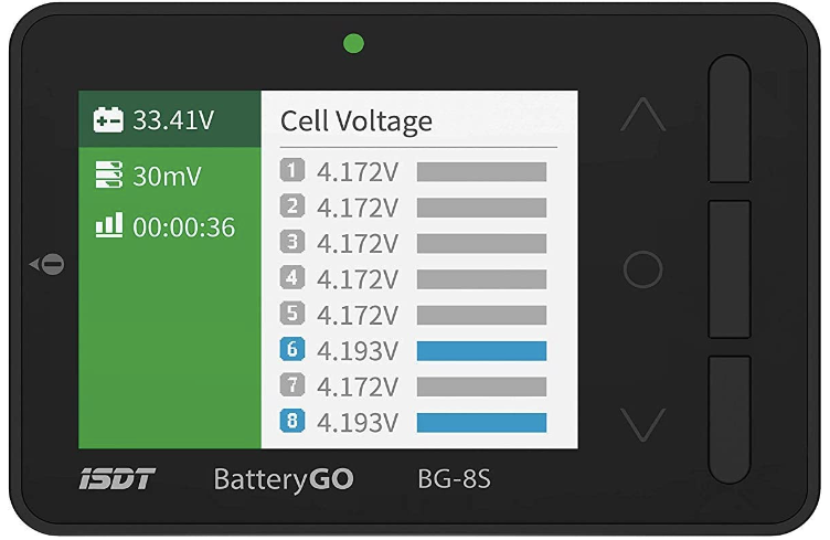 ISDT BattGo BG-8S Battery Meter，LCD Display Digital Battery Capacity Checker Battery Balancer Battery Tester for LiPo/Life/Li-ion/NiMH/Nicd